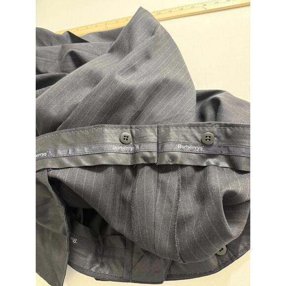 Burberry Dress Pants Wool Casual Suit Trousers Size 52x28 Cuffed Black Pinstripe - Picture 3 of 5